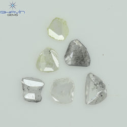 0.41 CT/6 Pcs Rosecut Polki Shape Natural Diamond  White Color I3 Clarity (3.65 MM)