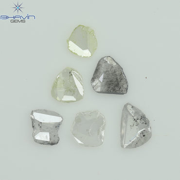 0.41 CT/6 個ローズカット ポルキ シェイプ ナチュラル ダイヤモンド ホワイト カラー I3 クラリティ (3.65 MM)