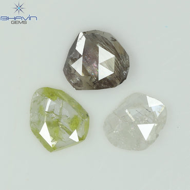 1.02 CT/3 Pcs Rosecut Polki Shape Natural Diamond  Fancy Color  I3 Clarity (5.69 MM)
