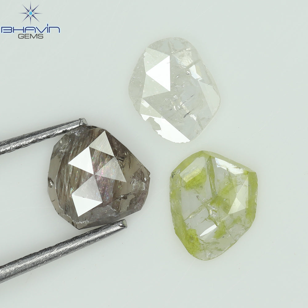 1.02 CT/3 Pcs Rosecut Polki Shape Natural Diamond  Fancy Color  I3 Clarity (5.69 MM)