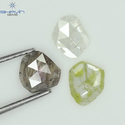 1.02 CT/3 Pcs Rosecut Polki Shape Natural Diamond  Fancy Color  I3 Clarity (5.69 MM)