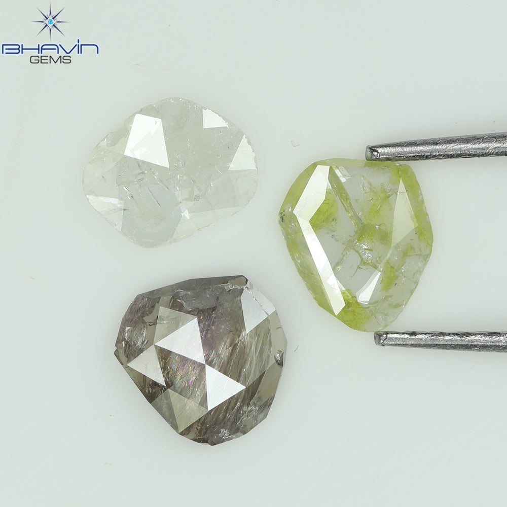 1.02 CT/3 Pcs Rosecut Polki Shape Natural Diamond  Fancy Color  I3 Clarity (5.69 MM)