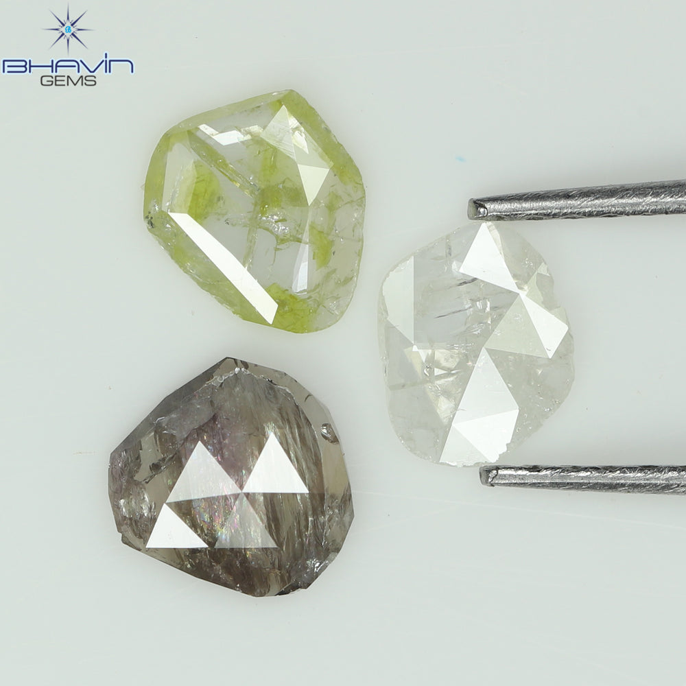 1.02 CT/3 Pcs Rosecut Polki Shape Natural Diamond  Fancy Color  I3 Clarity (5.69 MM)