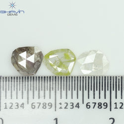 1.02 CT/3 Pcs Rosecut Polki Shape Natural Diamond  Fancy Color  I3 Clarity (5.69 MM)
