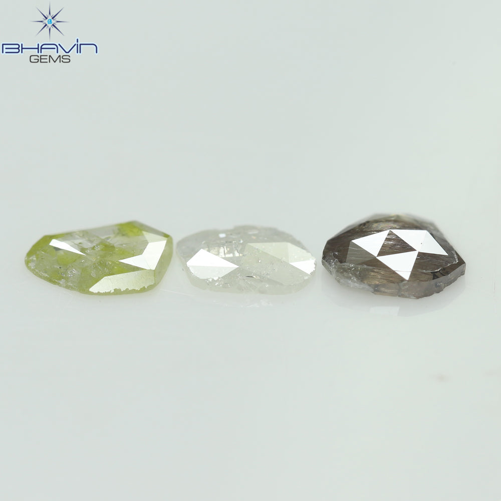 1.02 CT/3 Pcs Rosecut Polki Shape Natural Diamond  Fancy Color  I3 Clarity (5.69 MM)