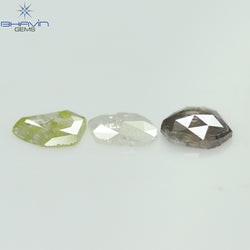 1.02 CT/3 Pcs Rosecut Polki Shape Natural Diamond  Fancy Color  I3 Clarity (5.69 MM)
