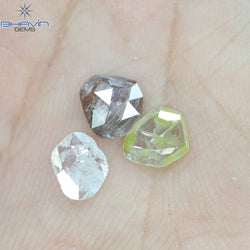 1.02 CT/3 Pcs Rosecut Polki Shape Natural Diamond  Fancy Color  I3 Clarity (5.69 MM)