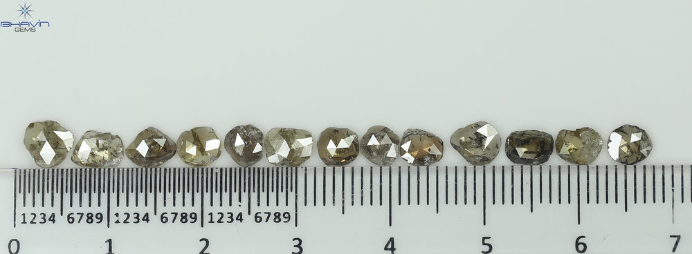 3.56 CT/13 Pcs Rosecut Polki Shape Natural Diamond  Brown Color  I3 Clarity (5.75 MM)