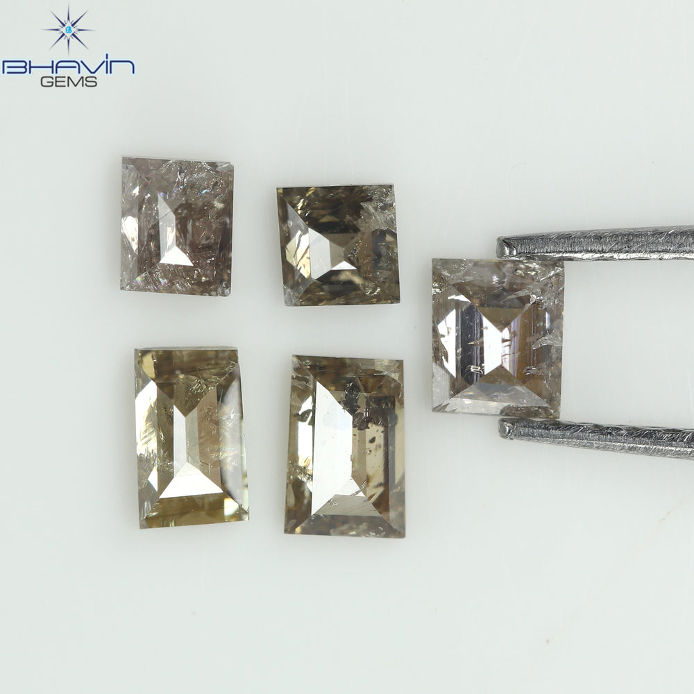 0.83 CT (5 Pcs) Square Baguette Shape Natural Diamond Brown Color I3 Clarity (4.14 MM)
