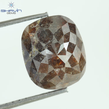 2.89 CT, Cushion Dark Brown Salt And pepper diamond, I3 Clarity