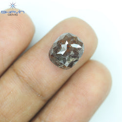 2.89 CT、クッション ダークブラウン ソルト アンド ペッパー ダイヤモンド、I3 クラリティ