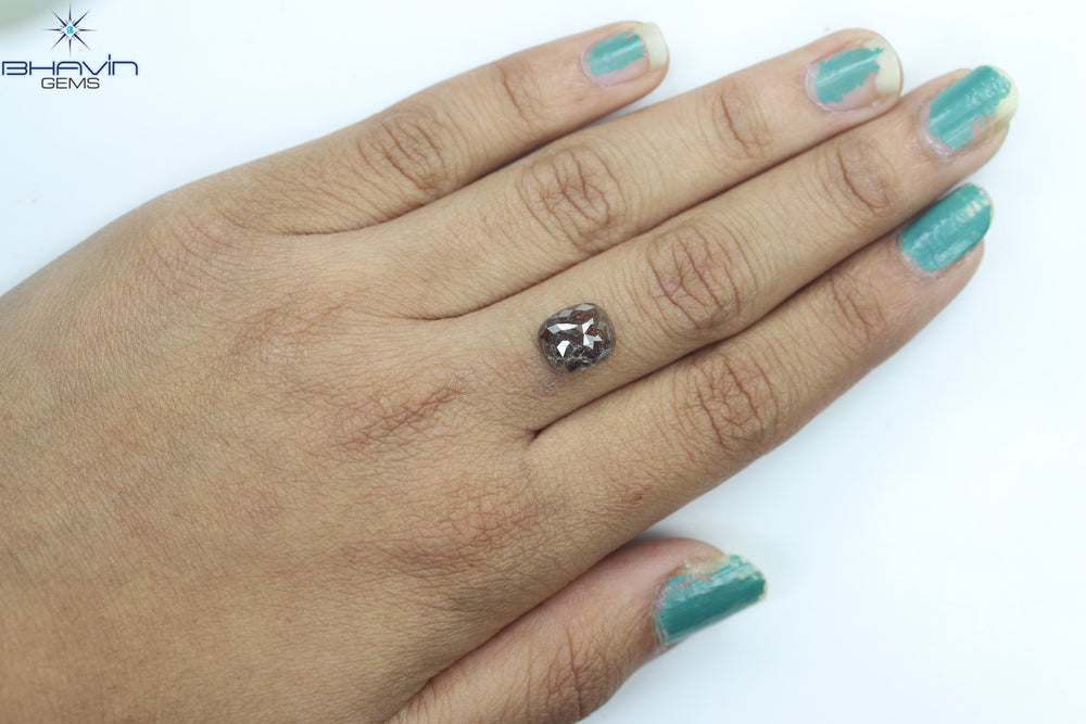 2.89 CT、クッション ダークブラウン ソルト アンド ペッパー ダイヤモンド、I3 クラリティ