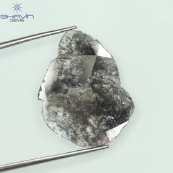4.54 CT Slice Shape Natural Diamond Salt And Pepper Color I3 Clarity (21.76 MM)