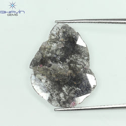 4.54 CT Slice Shape Natural Diamond Salt And Pepper Color I3 Clarity (21.76 MM)