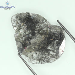 4.54 CT Slice Shape Natural Diamond Salt And Pepper Color I3 Clarity (21.76 MM)