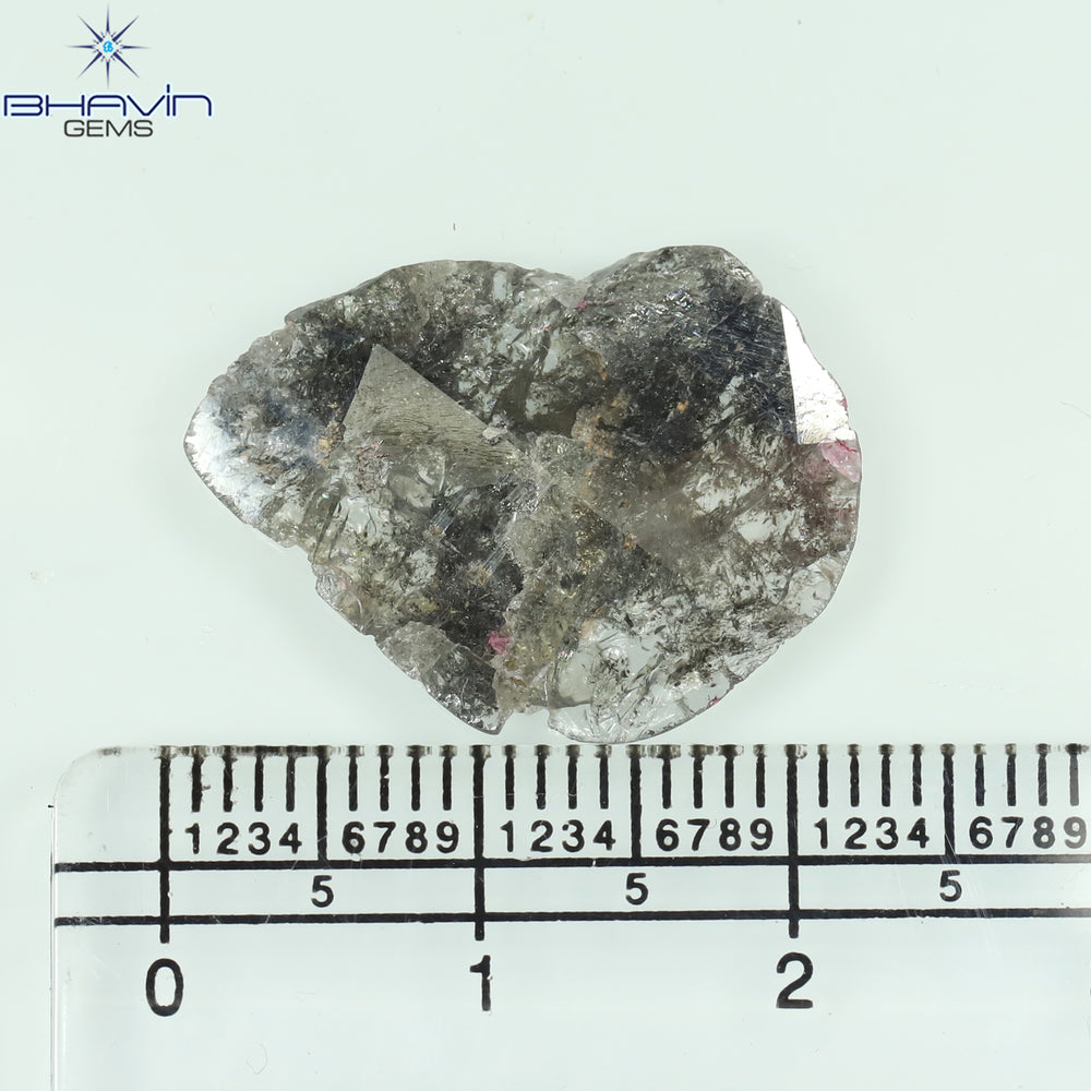 4.54 CT Slice Shape Natural Diamond Salt And Pepper Color I3 Clarity (21.76 MM)
