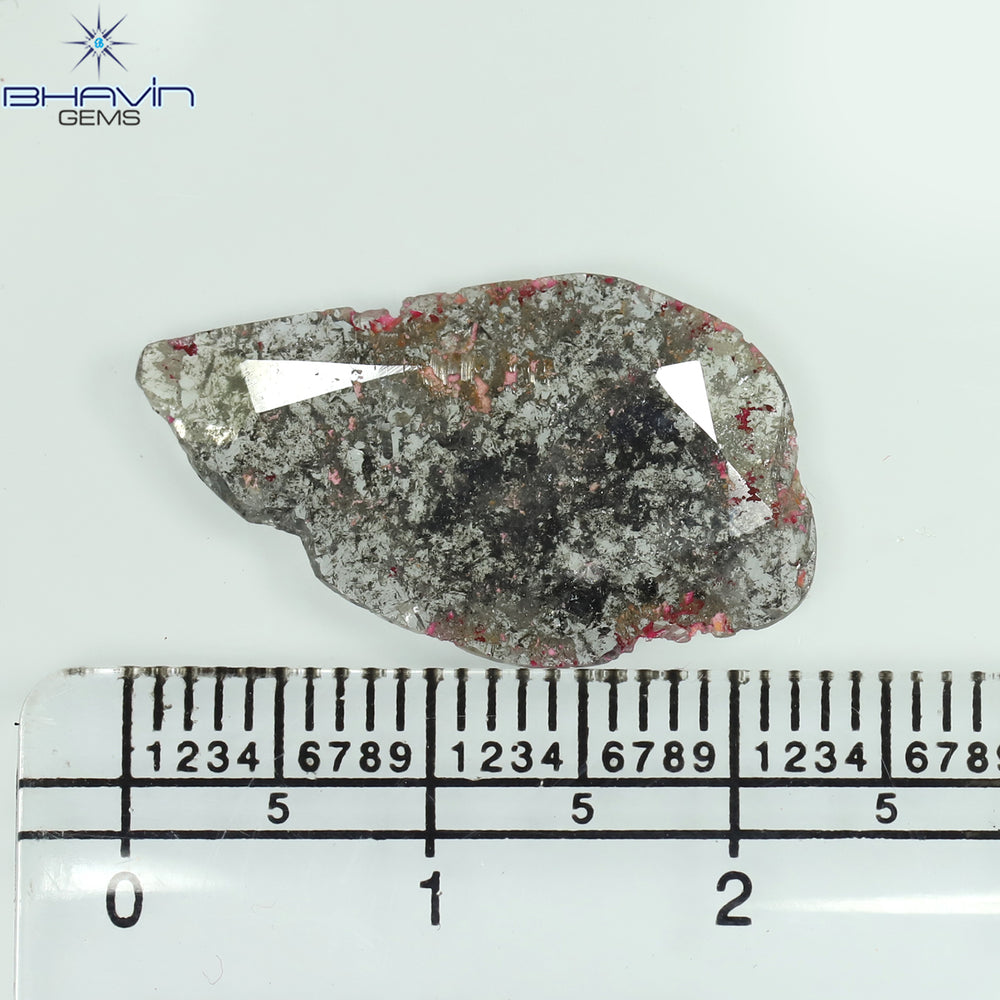 2.70 CT Slice Shape Natural Diamond Salt And Pepper Color I3 Clarity (23.62 MM)
