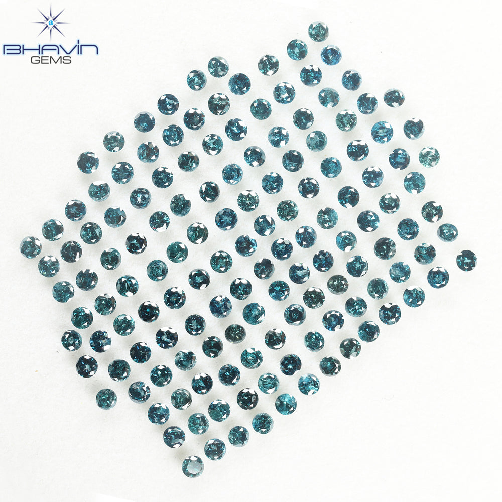 12.66 CT, 142 Pcs, Round Shape And Blue Natural loose Diamond, Clarity I3