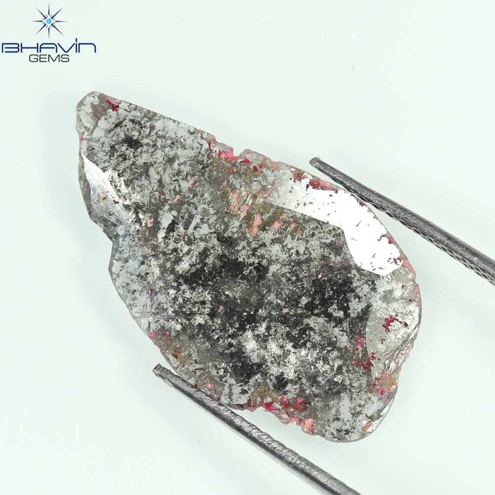 2.70 CT Slice Shape Natural Diamond Salt And Pepper Color I3 Clarity (23.62 MM)