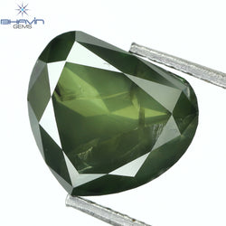 1.99 CT, Heart Diamond, Green Color, Clarity I1