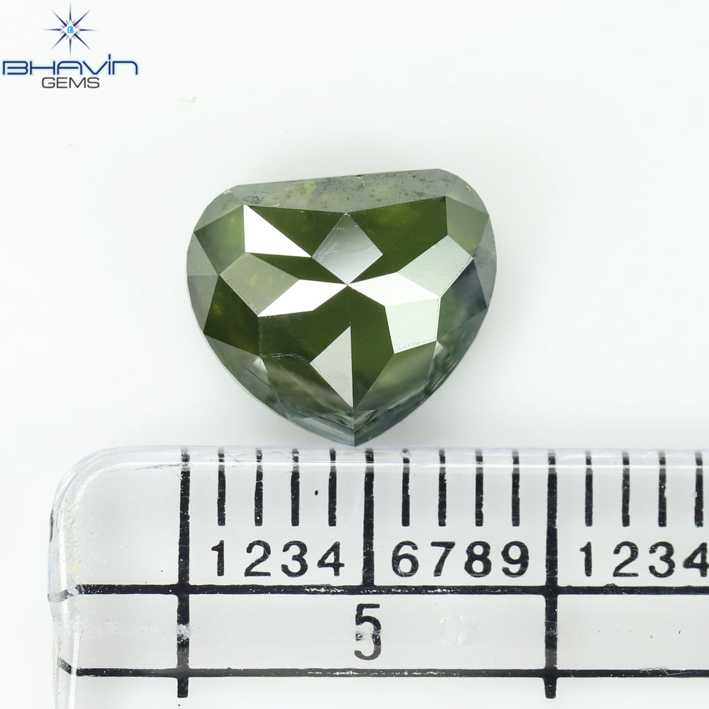 1.99 CT, Heart Diamond, Green Color, Clarity I1