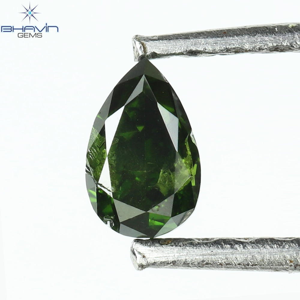 0.18 CT、ペアー ダイヤモンド、グリーン カラー、クラリティ I1