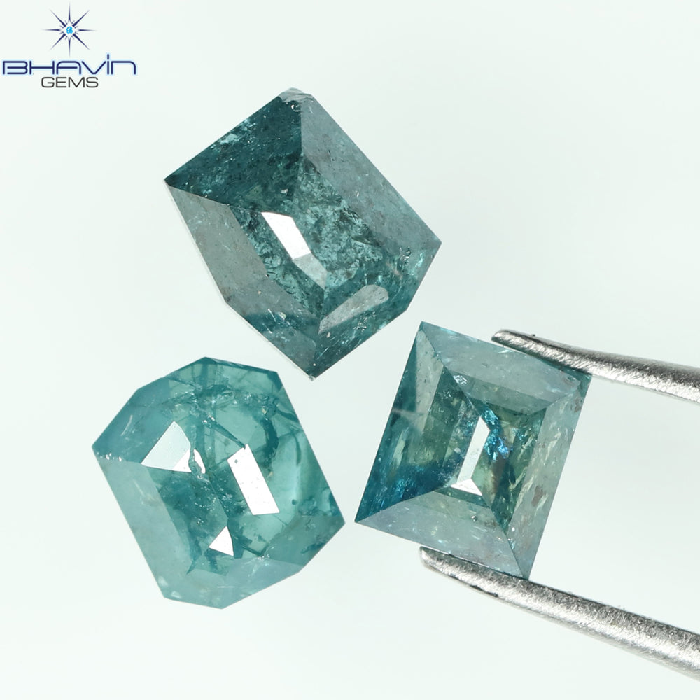 0.93 CT/3 Pcs, Mix Diamond, Blue Color, I3 Clarity