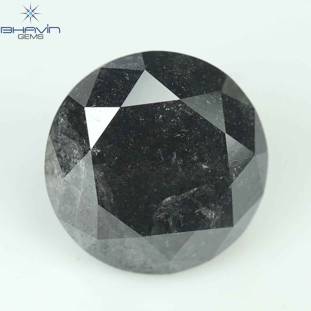1.70 CT, Round Shape Natural Loose Diamond Black ,Clarity I3(7.40 MM)