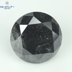 1.70 CT, Round Shape Natural Loose Diamond Black ,Clarity I3(7.40 MM)
