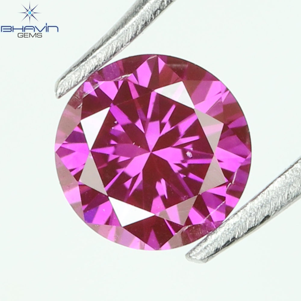 0.13 CT, Round Diamond, Pink Color, VVS1 Clarity