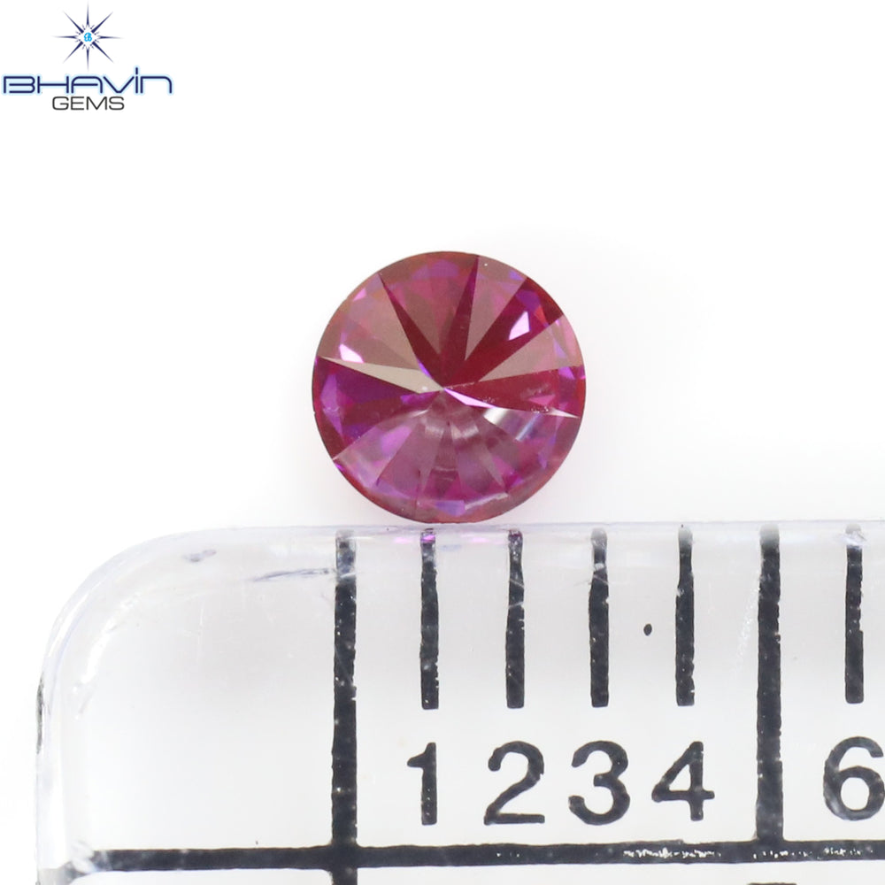 0.13 CT, Round Diamond, Pink Color, VVS1 Clarity