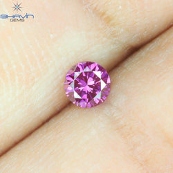 0.13 CT, Round Diamond, Pink Color, VVS1 Clarity