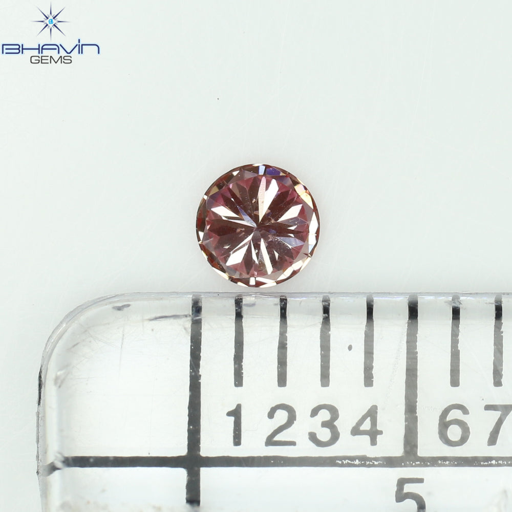 0.09 CT, Round Diamond, Pink Color, VS2 Clarity