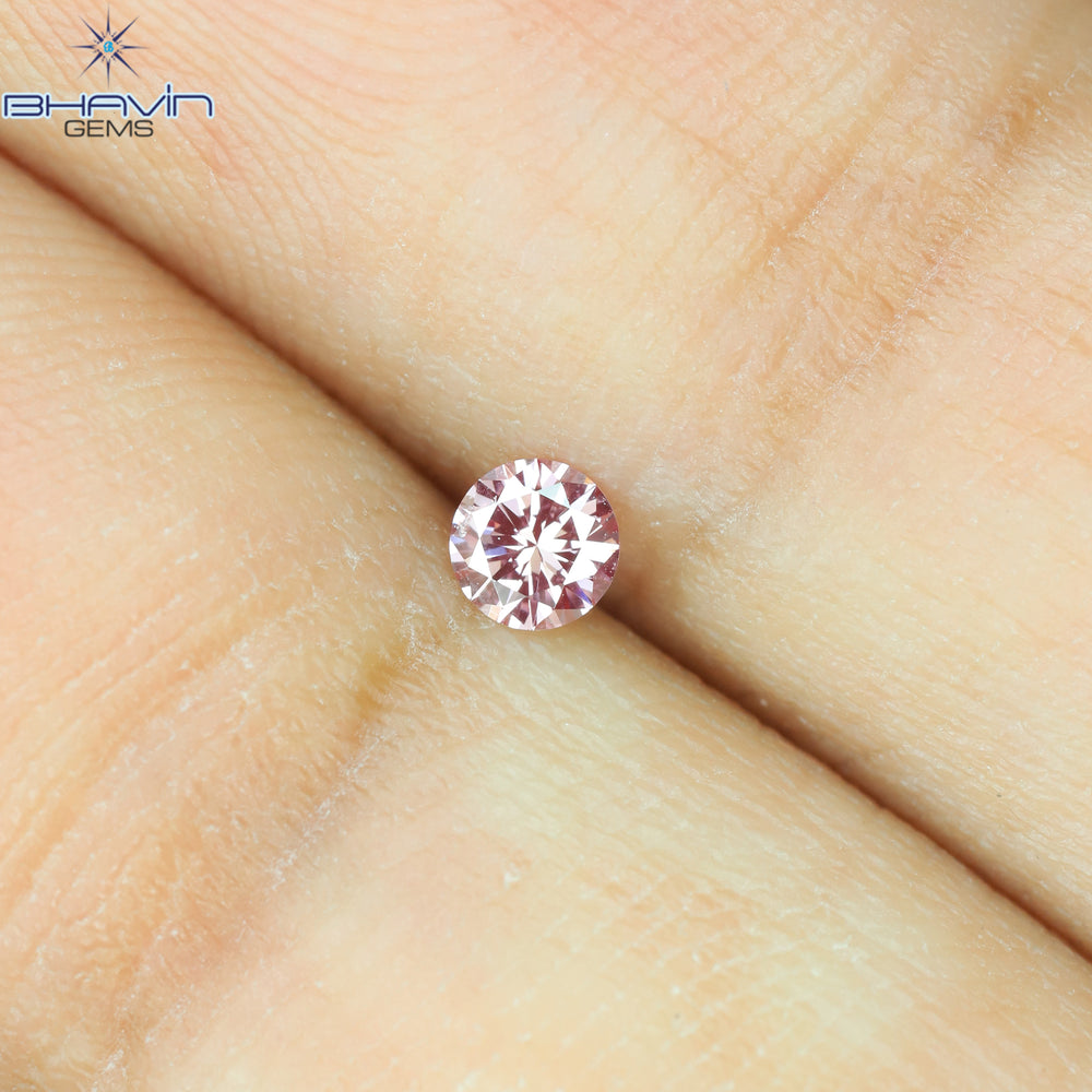 0.09 CT, Round Diamond, Pink Color, VS2 Clarity