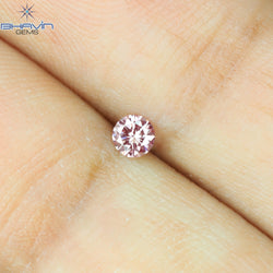 0.09 CT, Round Diamond, Pink Color, VS2 Clarity