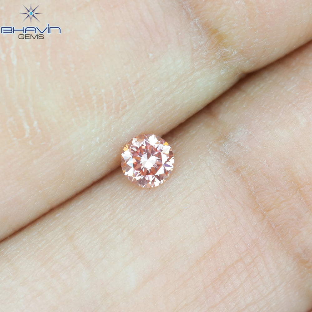 0.12 CT, Round Diamond, Pink Color, VVS1 Clarity