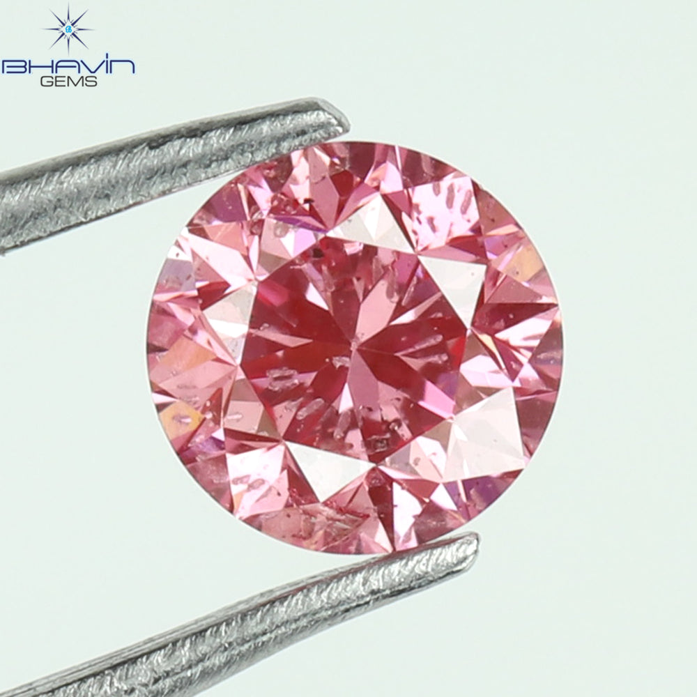 0.13 CT, Round Diamond, Pink Color, SI1 Clarity