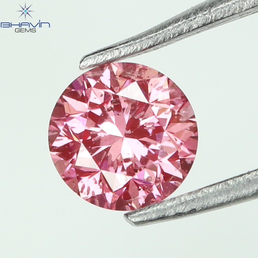0.13 CT, Round Diamond, Pink Color, SI1 Clarity