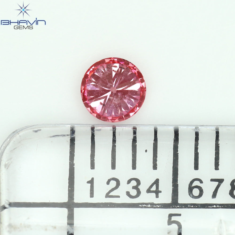 0.13 CT, Round Diamond, Pink Color, SI1 Clarity