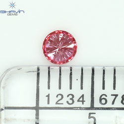 0.13 CT, Round Diamond, Pink Color, SI1 Clarity