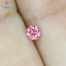 0.13 CT, Round Diamond, Pink Color, SI1 Clarity