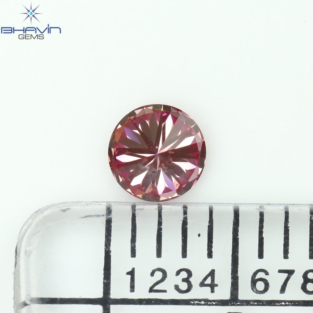 0.23 CT, Round Diamond, Pink Color, VVS1 Clarity