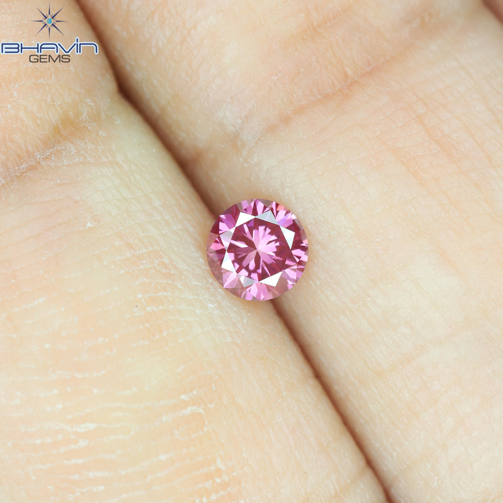 0.23 CT, Round Diamond, Pink Color, VVS1 Clarity
