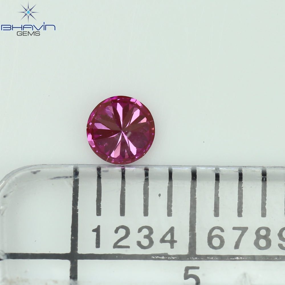 0.09 CT, Round Diamond, Pink Color, VVS1 Clarity