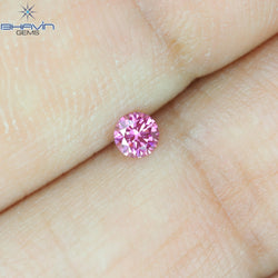 0.09 CT, Round Diamond, Pink Color, VVS1 Clarity