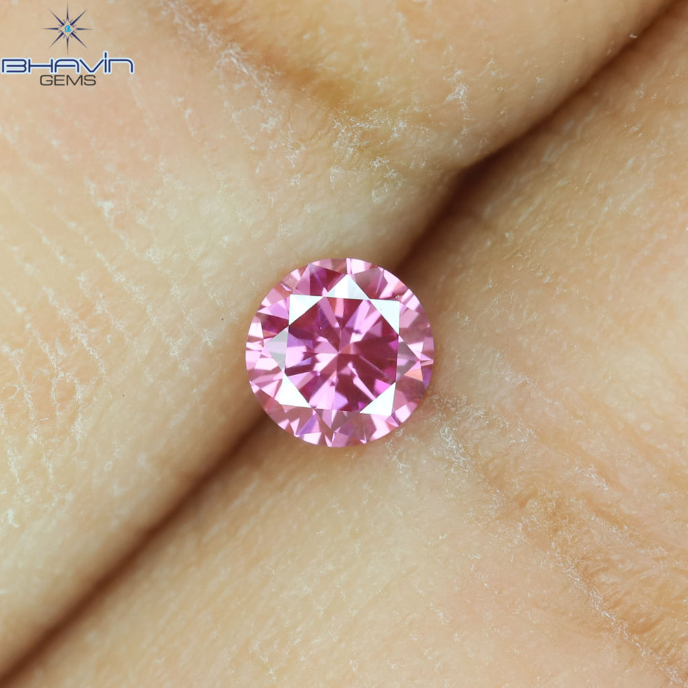 0.10 CT, Round Diamond, Pink Color, VVS1 Clarity