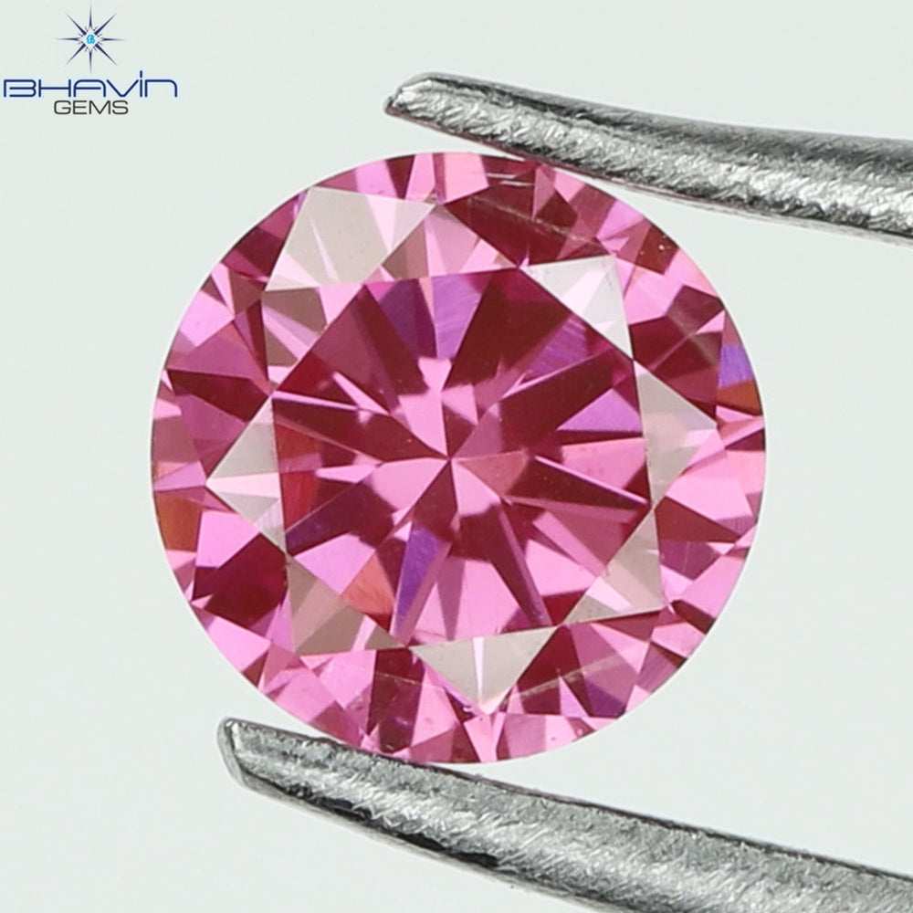 0.10 CT, Round Diamond, Pink Color, VVS1 Clarity