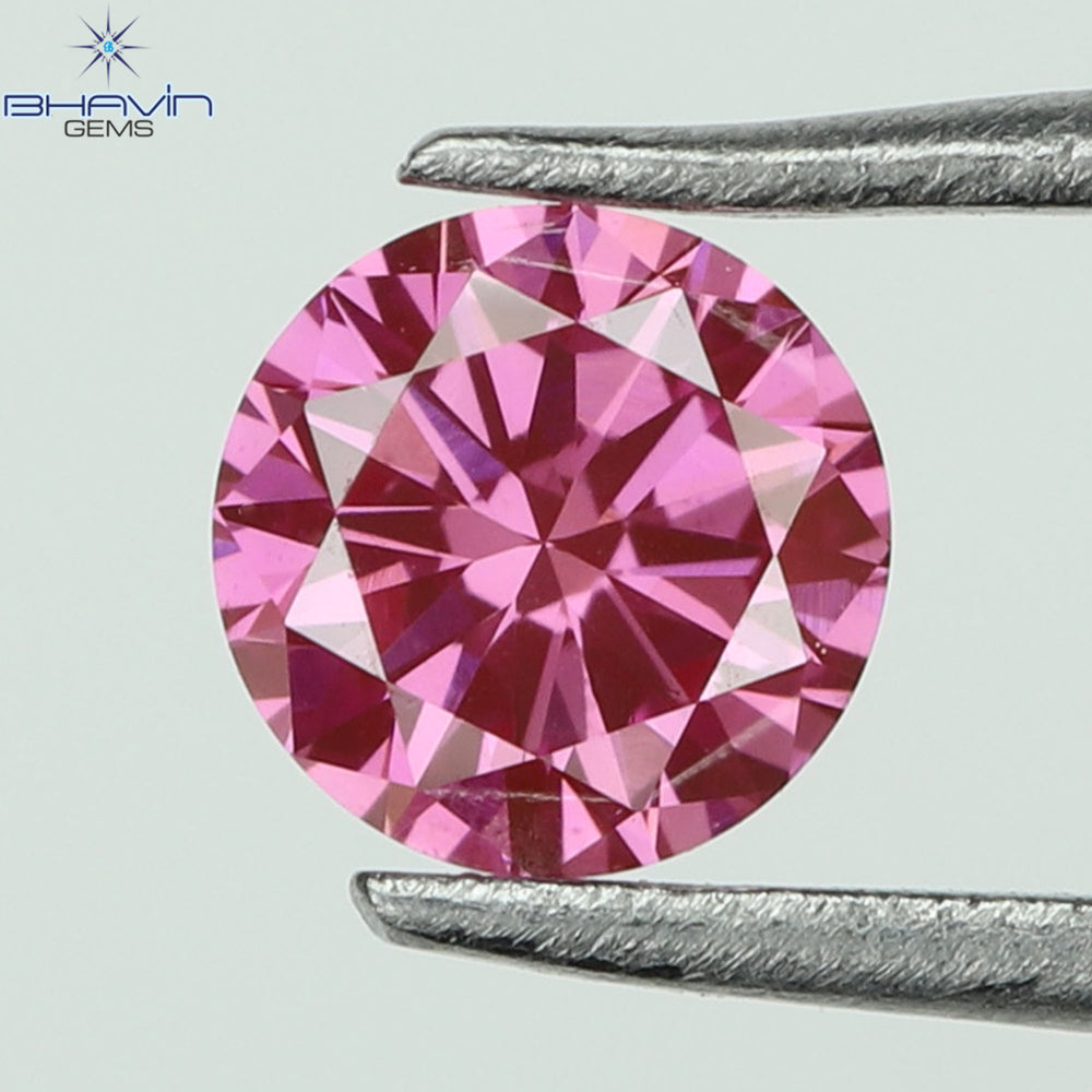0.10 CT, Round Diamond, Pink Color, VVS1 Clarity