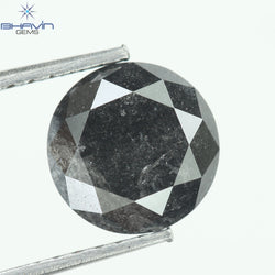 1.70 CT, Round Shape Natural Loose Diamond Black ,Clarity I3(7.40 MM)