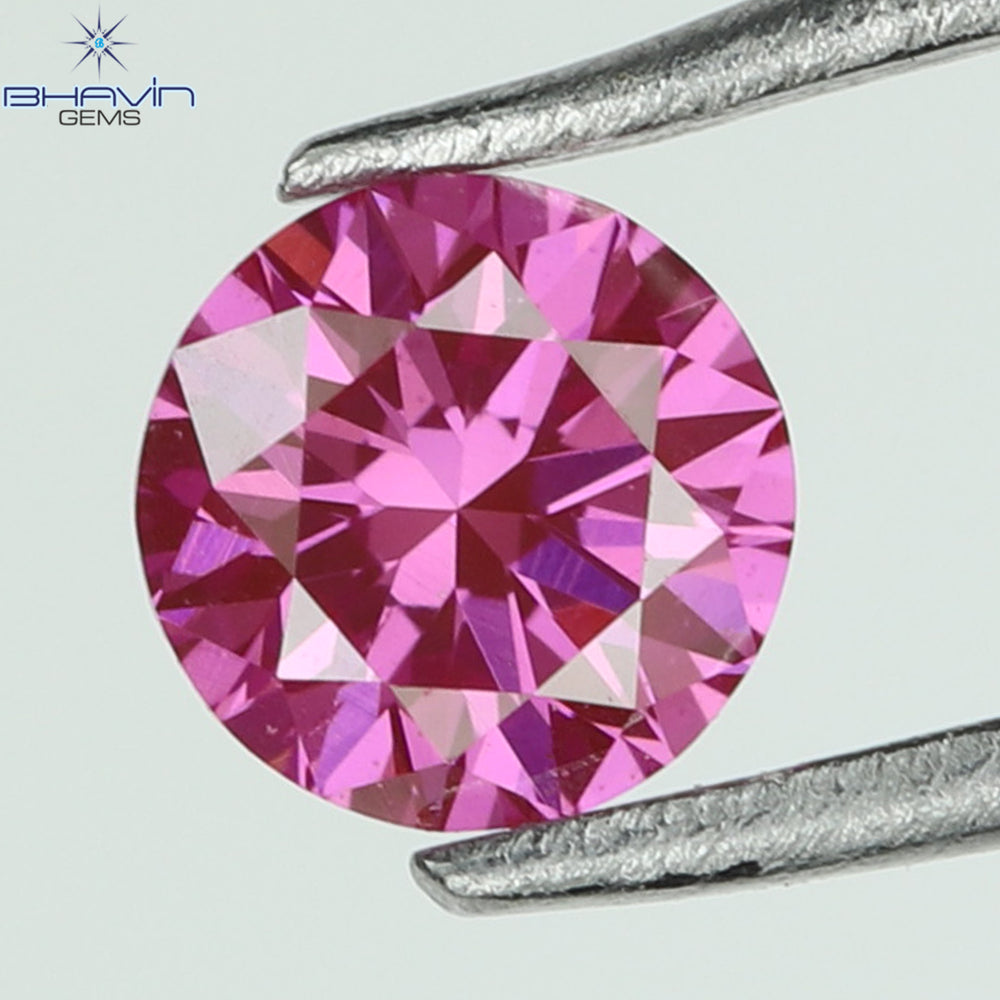 0.09 CT, Round Diamond, Pink Color, VVS1 Clarity